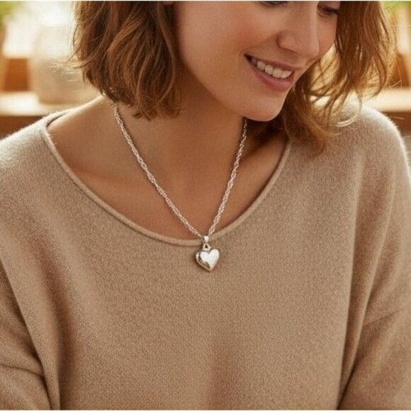 no brand Jewelry - .925 Sterling Silver Heart Pendant Necklace 18" Extender Gift New